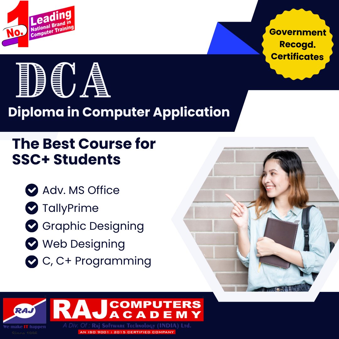 rstilindia's tweet photo. Join Diploma in Computer Application (DCA)
Specifically crafted for SSC+ students. Immerse yourself in hands-on learning, complete with assignments and projects, ensuring a comprehensive understanding. 

#RajComputersAcademy #DCA #Diplomaincomputer #ComputerApplication https://t.co/QTcMlIa9ur