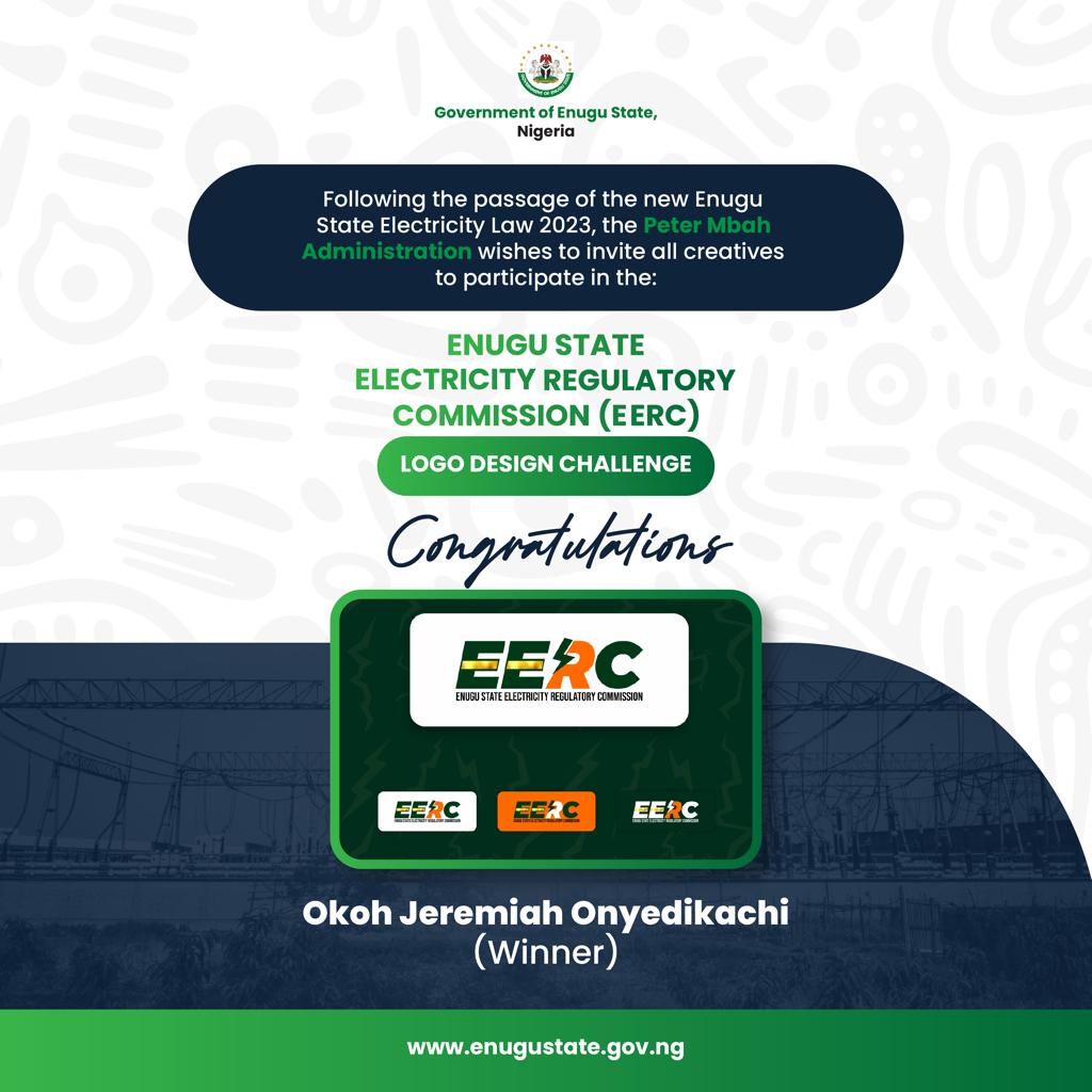 DanNwomeh's tweet photo. JUST IN: Enugu State Government announces Okoh, Jeremiah Onyedikachi as the winner of the Enugu State Electricity Regulatory Commission (EERC) logo design competition. https://t.co/mCRI2qLk6H