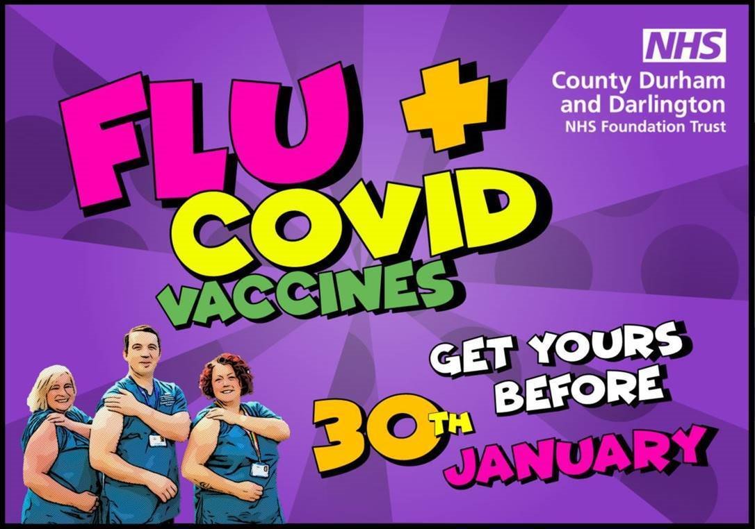 Staff vaccinators are out across our sites this week to offer your flu & COVID vaccinations. We've been asked to continue delivering vaccines until 30 January so, if you haven't already had them please do so now💉💙 For dates, times & locations please see our staff bulletin📝