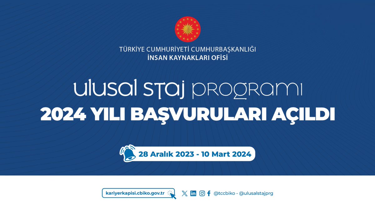Bayburtedu's tweet photo. #UlusalStajProgramı 2024 yılı başvuruları başladı! Hemen başvur, sen de kariyerin için bir adım at. #SeninİçinSeferbiriz! @tccbiko @ulusalstajprg
Başvuru Linki: https://t.co/qv08ICiAbn
Son Başvuru Tarihi: 10 Mart 2024 https://t.co/WINsF7n0QP