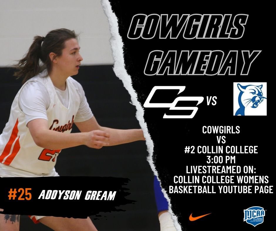 COWGIRL GAME DAY: Cowgirls battle #2 Collin College at 3pm in Day 2 of the Collin Classic! The game will be live-streamed at: m.youtube.com/@collincollege…. #cowgirlnation🏀 #orangepower🍊