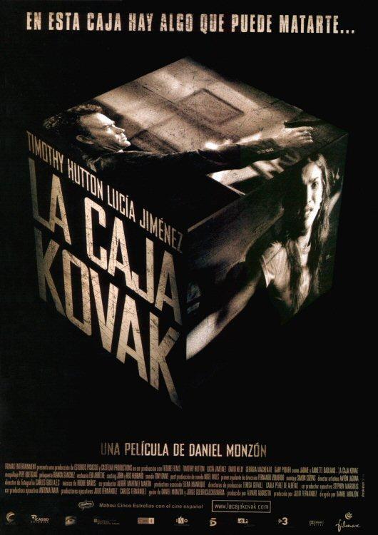 2 - #LaCajaKovak 5'8/10.
2006 🇪🇦 113 min.
#thrillerpsicologico #intriga 
#PrimeVideo
Dir: 
#DanielMonzón
Act:
#TimothyHutton
#LuciaJiménez 
#DavidKelly
Trailer: dailymotion.com/video/x7tn0mu

Buena historia con poco presupuesto.
A Monzón se le nota la afición a David Cronenberg.