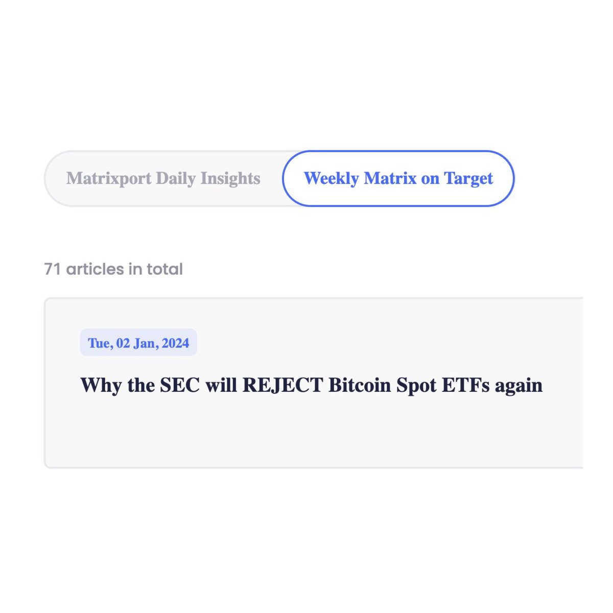 This is Matrixport on the SAME day… 🤨 Schrödinger’s Bitcoin ETF…