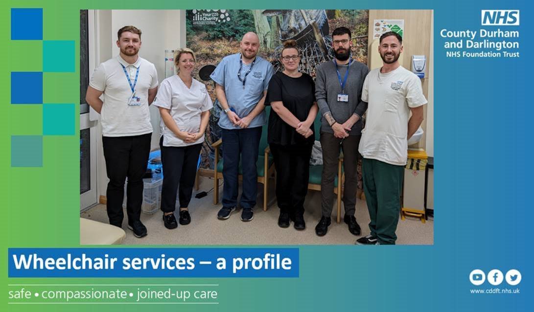 Meet our wheelchair services team 👋 Read all about the brilliant work they do supporting patients across County Durham and Darlington ⬇️ cddft.nhs.uk/news-and-media… Thank you for all you do, we’re very proud of you.💙