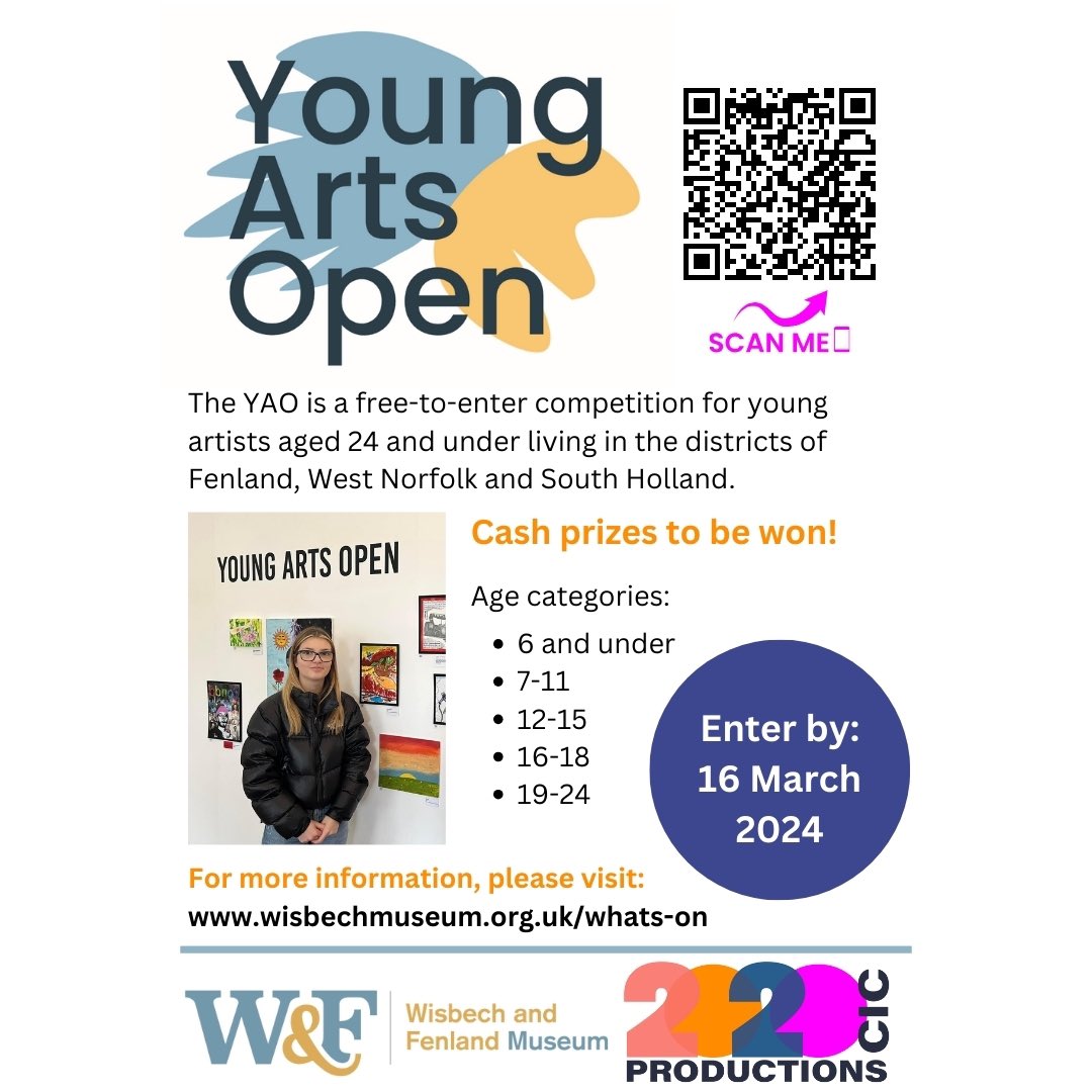 wisbechmuseum's tweet photo. Get creative this year and take part in the 2024 Young Arts Open with @wisbechmuseum 
Sponsored by @20TwentyProduct https://t.co/cAK0KzzdEQ