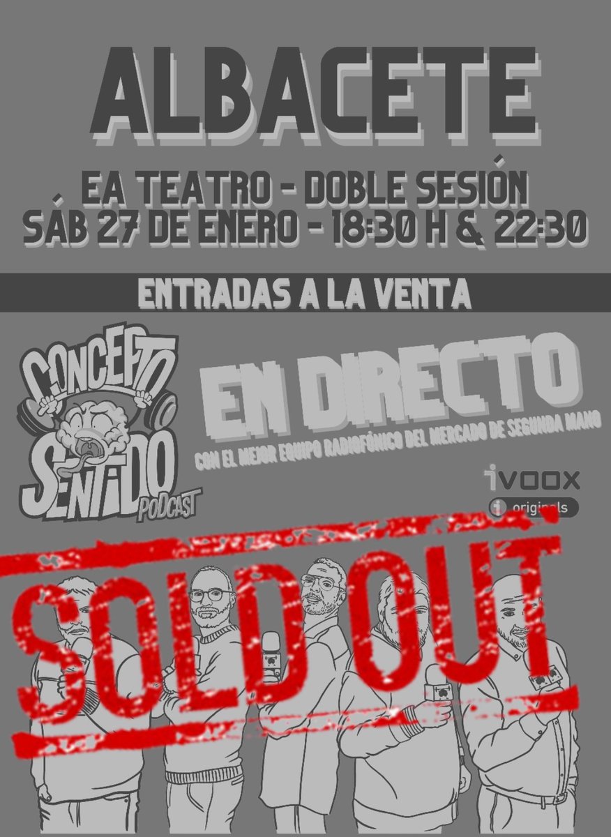 podcastsentido's tweet photo. Arrancamos año contando que se han agotado las entradas para las dos sesiones de Concepto Sentido en directo en Albacete el próximo día 27 de Enero... Gracias!! ☺️
@EaTeatro
#podcastEnDirecto https://t.co/qrBsR5IzdS
