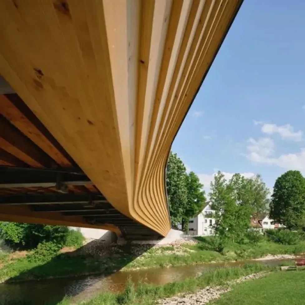 Moxon's sleek curving foot bridge supported on two giant glulam beams provides a valuable lesson in how to create elegant but sustainable public infrastructure 
ribaj.com/products/timbe…
#ribajproducts @ribaj