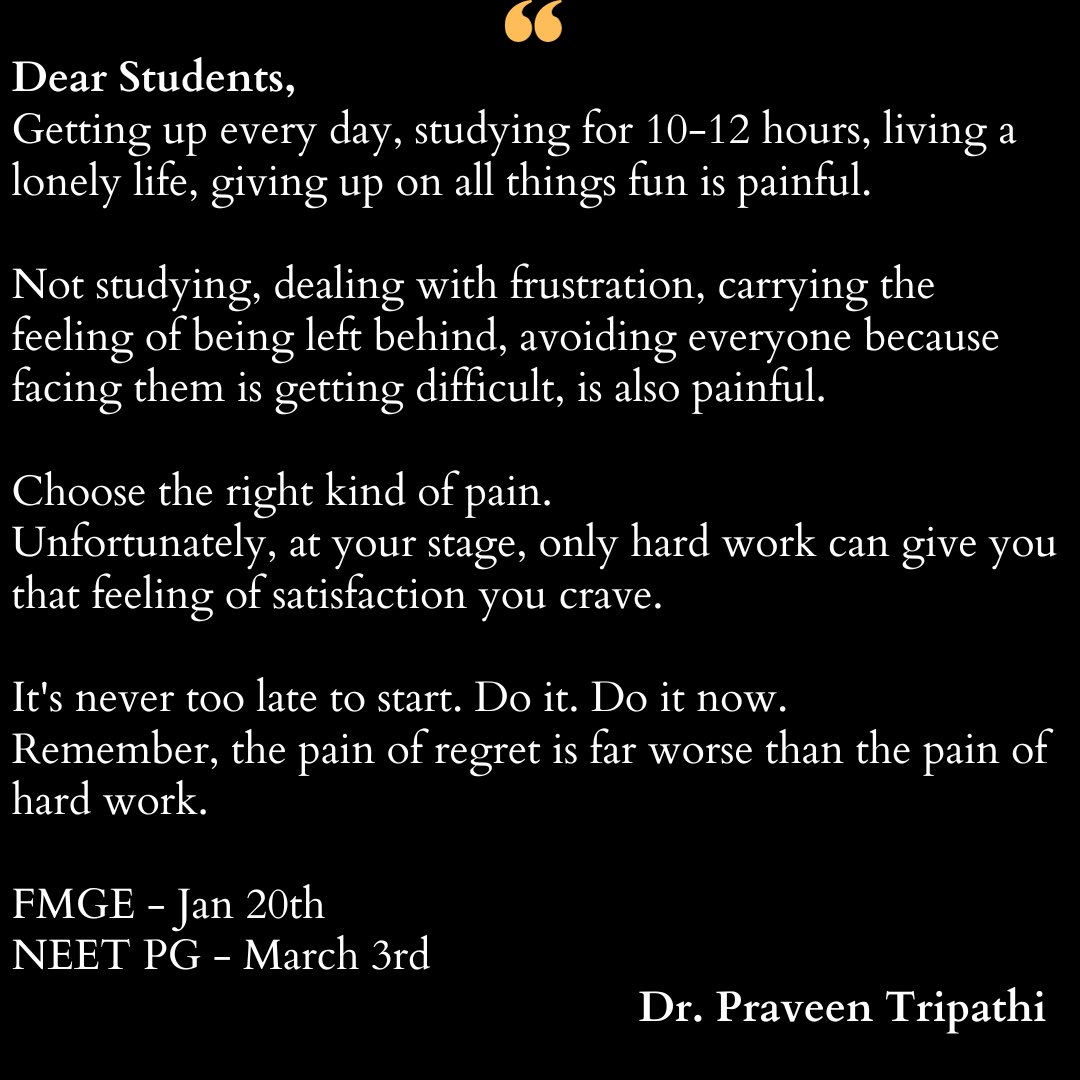 drpraveenpsy's tweet photo. Chose the right kind of pain #fmge #neetpg https://t.co/DaJLxa5iSa