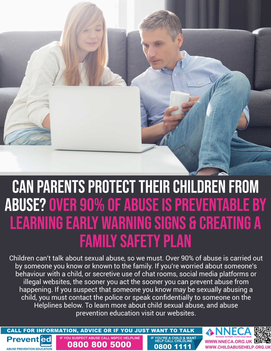 CAN PARENTS PROTECT THEIR CHILDREN FROM ABUSE? 
OVER 90% OF ABUSE IS PREVENTABLE BY LEARNING ABUSE SIGNS &amp; CREATING A FAMILY SAFETY PLAN
Children don’t talk about sexual abuse, so we have to, CALL FOR HELP #ChildAbuseHelp #FamilySecret #PreventED nneca.org.uk