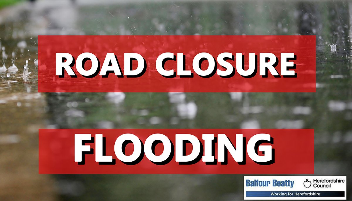 Roads Closed in #Herefordshire due to flooding as of 9 am, 3/1/24 
⛔B4399 Holme Lacey Causeway
⛔B4361 Old Hereford Road, #Leominster
⛔A456, Little Hereford to Shropshire border
⛔C1047, Kings Road, #Orleton
⛔B4361, Orleton
⛔A4110, #Aymestrey to #Wigmore
⛔A4137, #Marstow