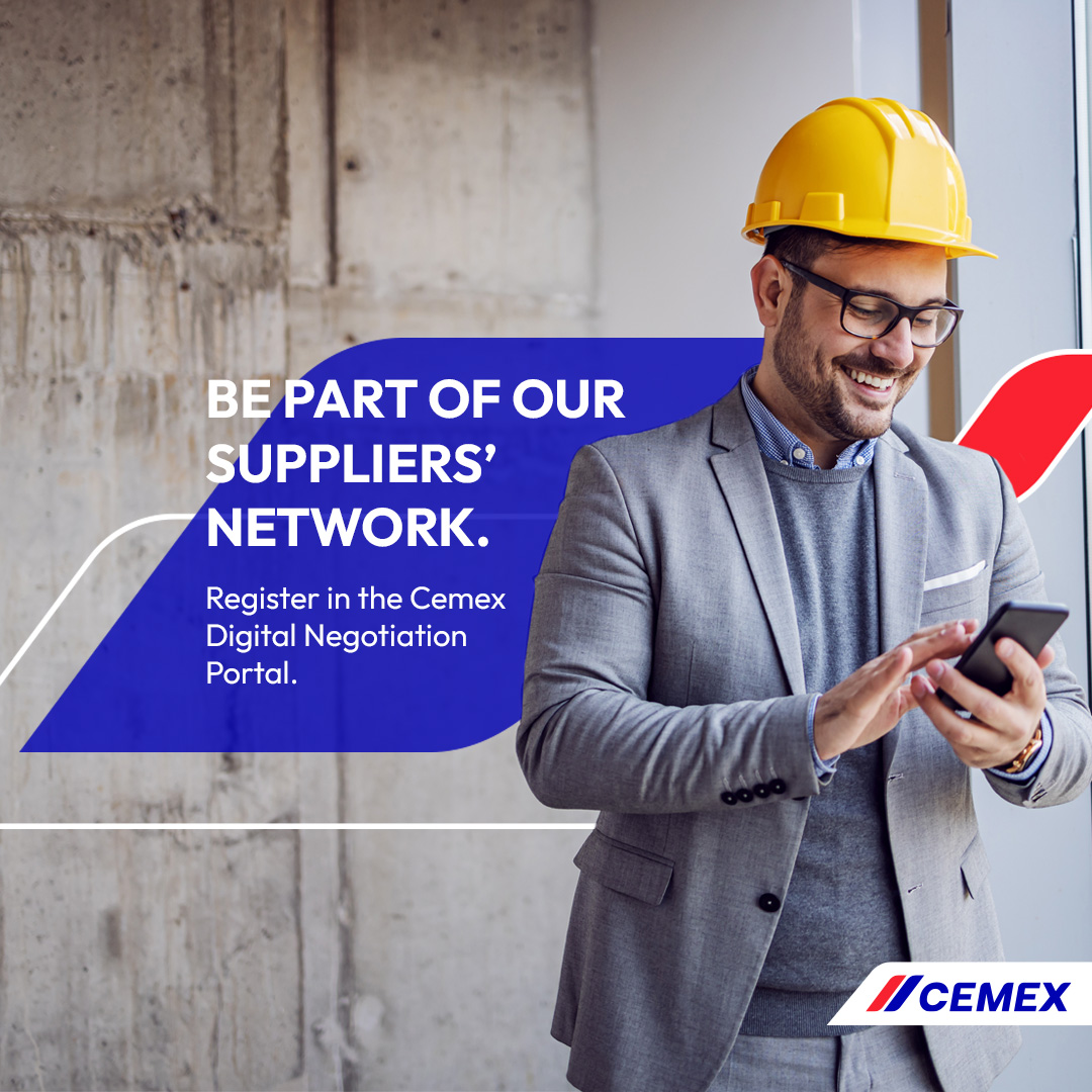 Elevate your business as a Cemex supplier. Take the first step: sign up on our Digital Negotiation Portal and open the door to new opportunities.​

Register here: brnw.ch/21wFLIg​

#Cemex #CemexSupplier #ShapingTheFutureTogether