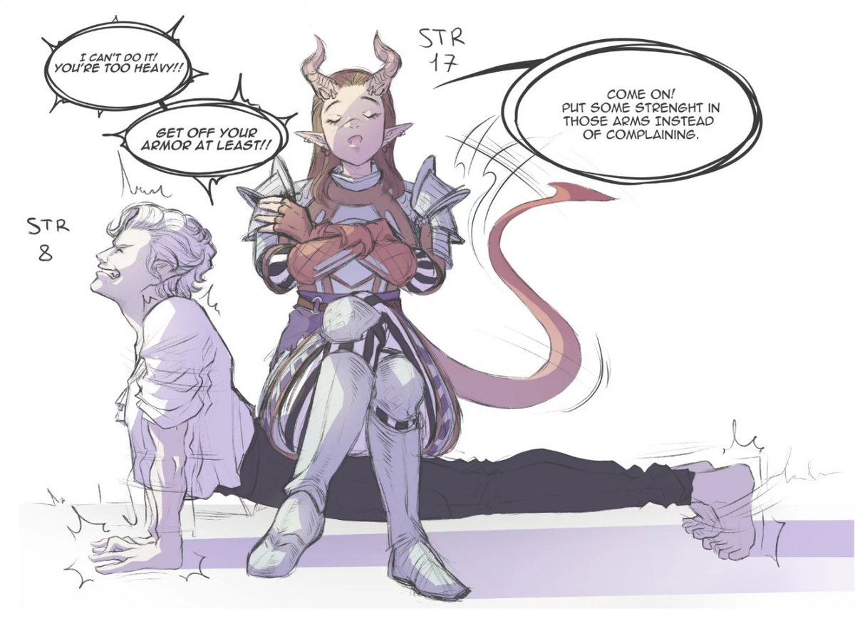kara_naja's tweet photo. My Drow TAV Mikasa and my friend's Tiefling TAV Marlith with their Romance, a little sketch just for fun and starting 2024 with Baldur's Gate 3 😂
#Baldursgatefanart #Minthara #Astarion https://t.co/nfCYKxuRzE