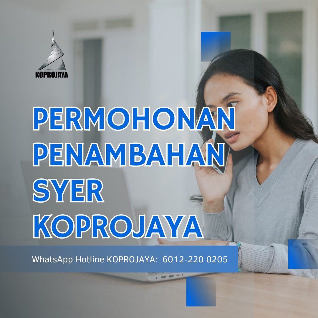 Koprojaya's tweet photo. PERMOHONAN PENAMBAHAN SYER KOPROJAYA KINI DIBUKA

Ketahui Soalan Lazim tentang Permohonan Penambahan Syer KOPROJAYA di sini

Untuk memohon, sila layari laman web KOPROJAYA di https://t.co/oal2ixtcqF https://t.co/ro8hww0hgR