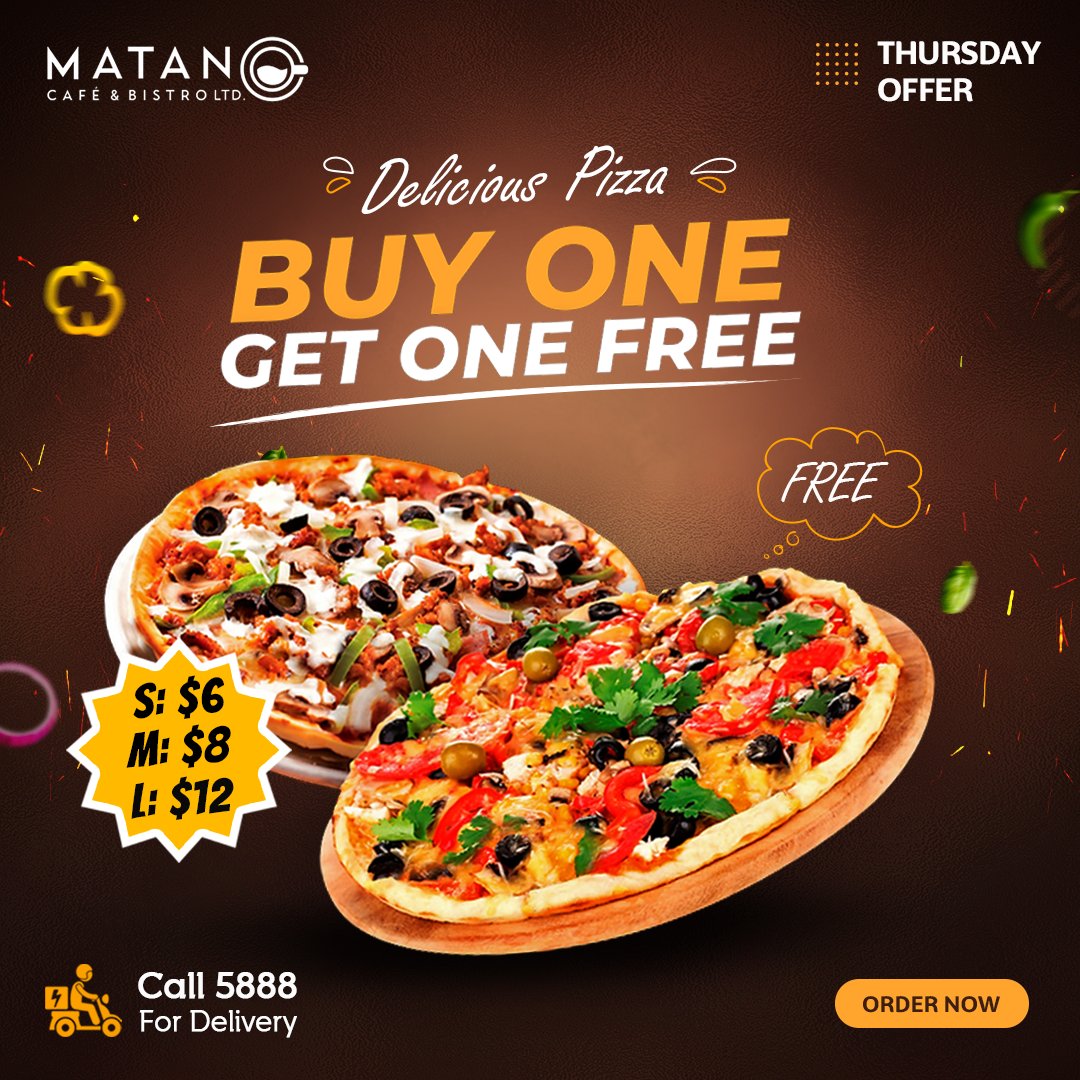 matancafe's tweet photo. Offer-ka maalinta Khamiista oo ah Pizza Day🍕
𝐈𝐈𝐁𝐒𝐎 hal Pizza oo hel hal Pizza oo 𝐋𝐀𝐂𝐀𝐆 𝐋𝐀'𝐀𝐀𝐍 ah.
Buy one Get one 𝐅𝐫𝐞𝐞 🍕
𝐅.𝐆: Offer-kani waxa uu soconayaa 8:00AM ilaa 10:30PM
𝐖𝐡𝐚𝐭𝐬𝐀𝐩𝐩: +𝟐𝟓𝟐 𝟔𝟏 𝟎𝟗𝟗𝟕𝟕𝟐𝟐
𝐍𝐚𝐠𝐚 𝐬𝐨𝐨 𝐰𝐚𝐜: 𝟓𝟖𝟖𝟖 https://t.co/ir6jiEAtpO