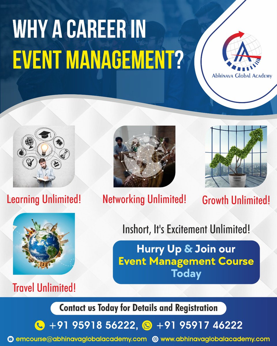AbhinavaGlobal's tweet photo. ๐ช๐๐ง๐ฅ๐๐๐ฌ๐ก ๐๐จ๐ฎ๐ซ ๐๐จ๐ญ๐๐ง๐ญ๐ข๐๐ฅ ๐ข๐ง ๐๐ฏ๐๐ง๐ญ ๐๐๐ง๐๐ ๐๐ฆ๐๐ง๐ญ! ๐๐จ๐ข๐ง ๐๐จ๐ฐ ๐๐ง๐ ๐๐ฑ๐ฉ๐๐ซ๐ข๐๐ง๐๐ ๐ญ๐ก๐ ๐๐ง๐ฅ๐ข๐ฆ๐ข๐ญ๐๐ ๐ฉ๐จ๐ฌ๐ฌ๐ข๐๐ข๐ฅ๐ข๐ญ๐ข๐๐ฌ๐
#abhinavaglobalacademy #eventmanagement #eventmanagementcourse #eventplanning #eventcareer https://t.co/HNY422CFK8