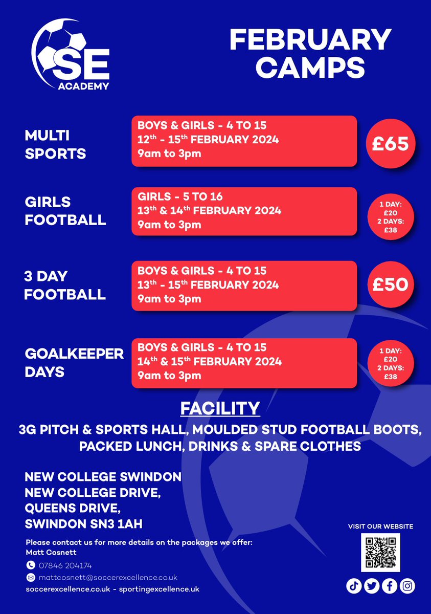 SoccerExcellenc's tweet photo. Half term camp bookings now open

Great way for children to have fun, learn new skills, make friends. 

All sessions led by experienced qualified coaches 

Contact us to book in now https://t.co/Uf0LImSwkZ