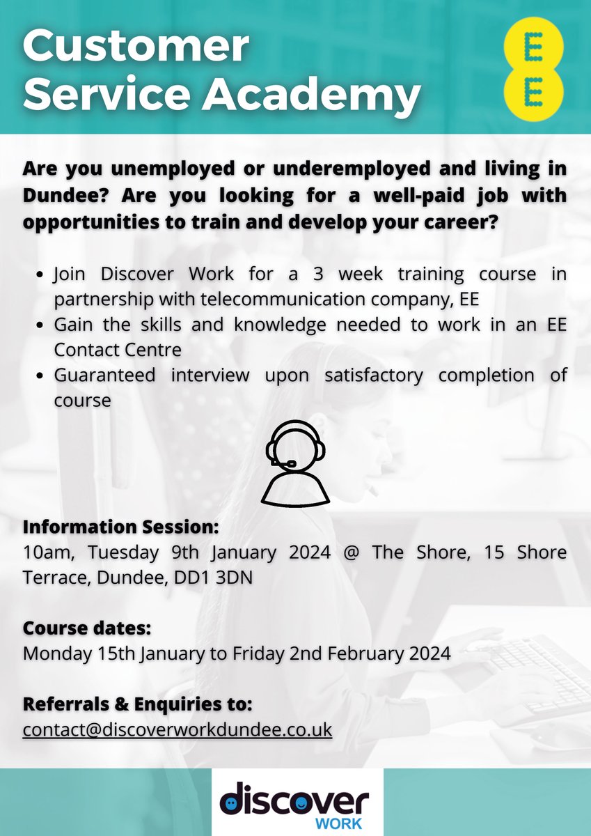 New Year customer service academy <a href="/DundeeEmploy/">Dundee Adult Employability Service</a>

Details below👇