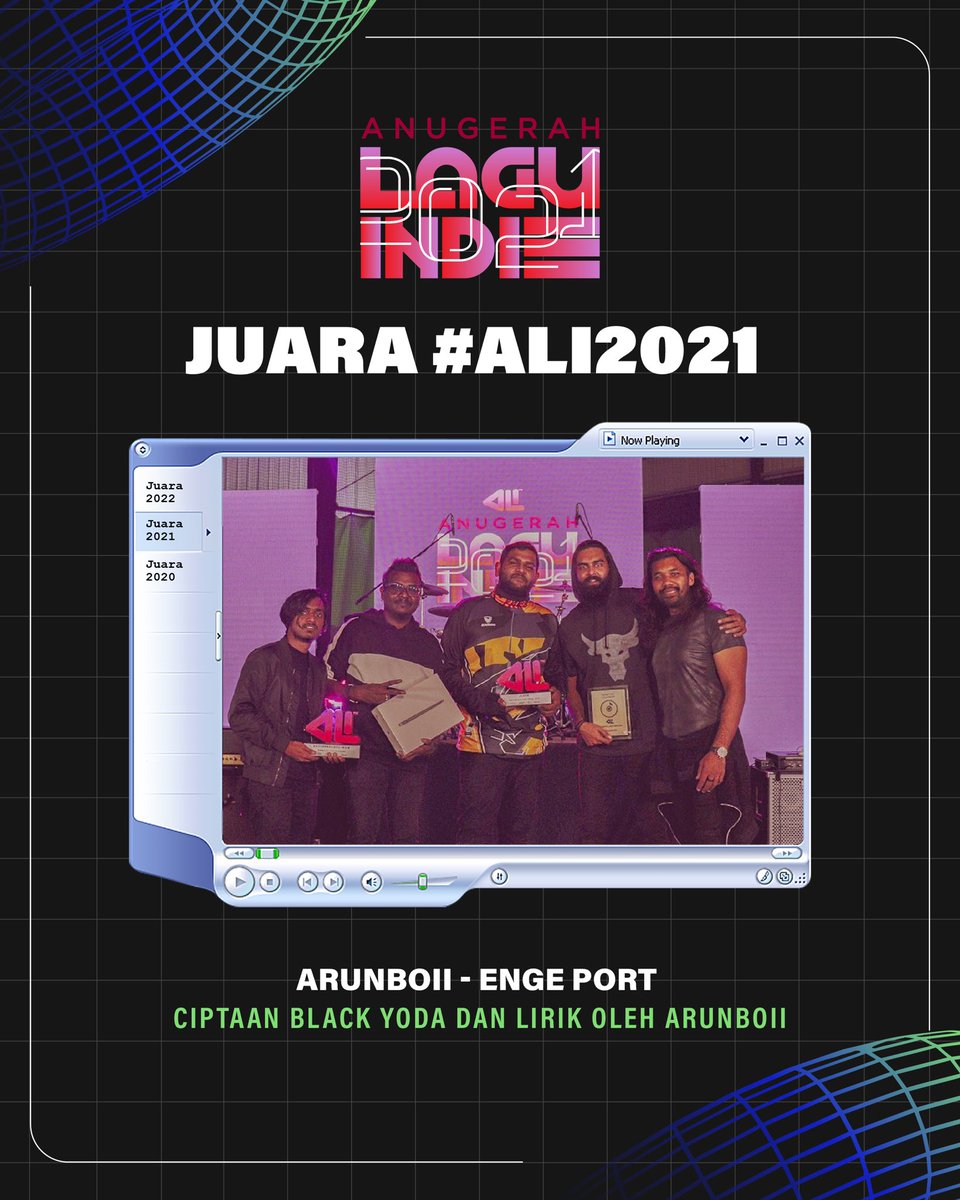 AnugerahIndie's tweet photo. Throwback juara-juara #ALI2020, #ALI2021 &amp; #ALI2022 🏆

Tahun ini #ALI2023 akan sekali lagi mengangkat dan memberi penghormatan kepada bakat indie terbaik Malaysia.. Agak-agak siapa pemenang? Adakah anda? 🤔

Of course semua orang berpeluang. Ayuh, hantar lagu anda sekarang! 😊💌 https://t.co/ND1slpblp6