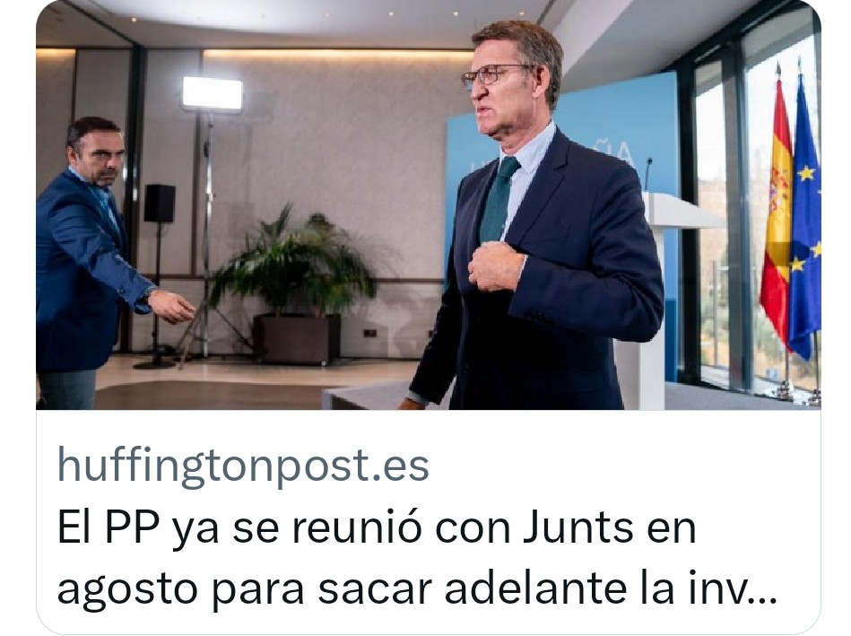 Silvia33domin's tweet photo. El PP se reunió con Junts en agosto para llegar a un acuerdo de investidura 

De no ser por vox
Feijóo sería ahora presidente y la amnistía sería por el bien de España y los Catalanes 

Es más, siguen teniendo contactos telefónicos "por lo que pueda pasar" https://t.co/OvpO6m1OBc