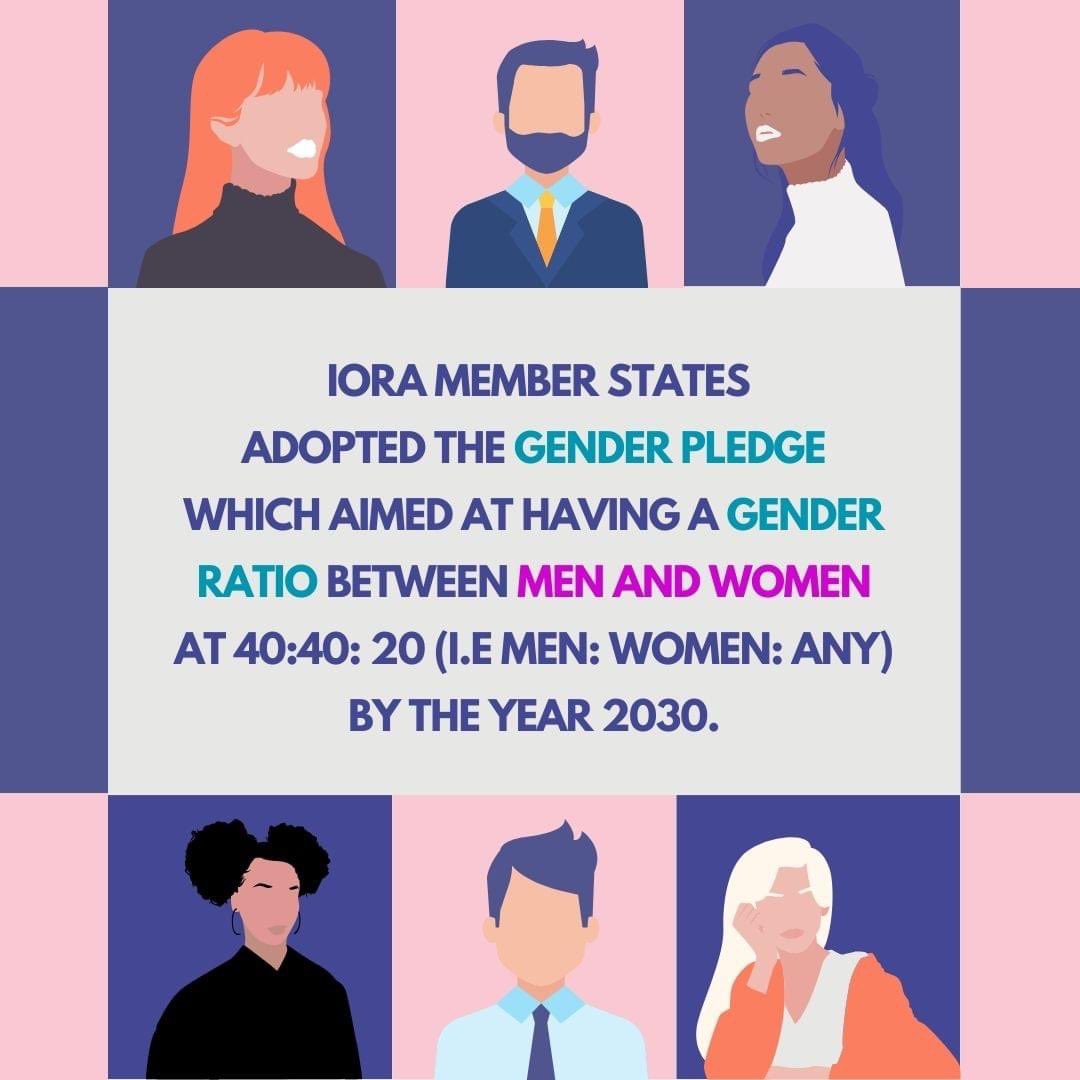 IORAofficial's tweet photo. 💡On the celebration of Women's Day 2022, #IORA Member States adopted #GenderPledge 👩🏻💼🧑🏻💼which aimed at having a gender ratio between men & women at 40:40: 20 (i.e men: women: any) by 2030. This is a commitment to have #genderbalance in delegates attendance across IORA activities https://t.co/JuDctiwLPQ