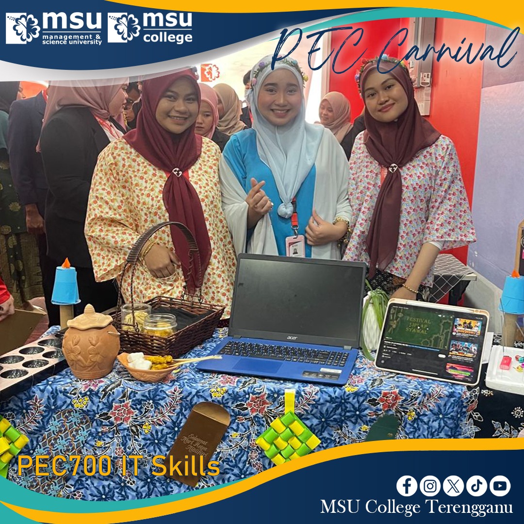 MSUcollege_trg's tweet photo. Students of IT skills’ subject had successfully completed their final project presentation during the PEC Carnival. Well done everyone!
#PEC700
#itskills
#peccarnival
#msumalaysia
#msucollegeterengganu https://t.co/eHXfVl4SZd