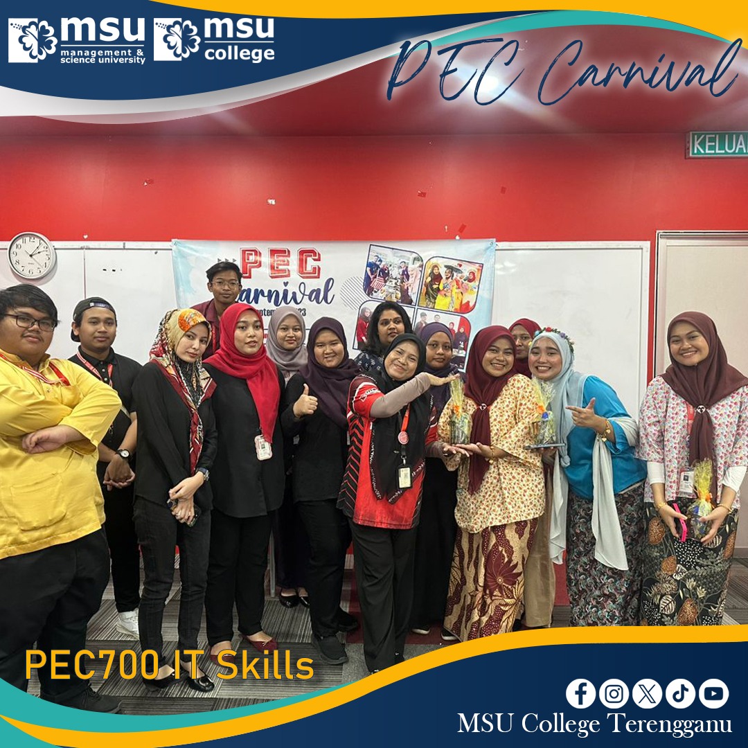 MSUcollege_trg's tweet photo. Students of IT skills’ subject had successfully completed their final project presentation during the PEC Carnival. Well done everyone!
#PEC700
#itskills
#peccarnival
#msumalaysia
#msucollegeterengganu https://t.co/eHXfVl4SZd