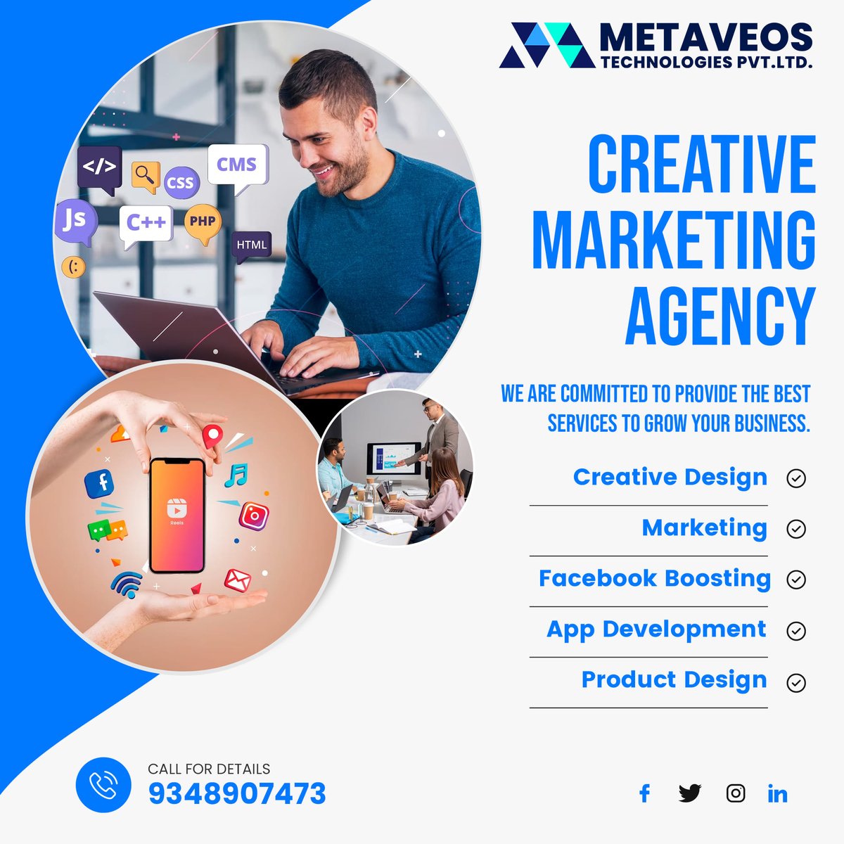 From Strategy to Achievement - Your Marketing Growth Partner @metaveos
Contact with us: +91 9348907473/0674-7966327.
For more details visit: metaveostechnologies.com
Email us at: info@metaveostechnologies.com
#softwaredevelopment
#SEOStrategies
#DigitalSuccess
#metaveos
