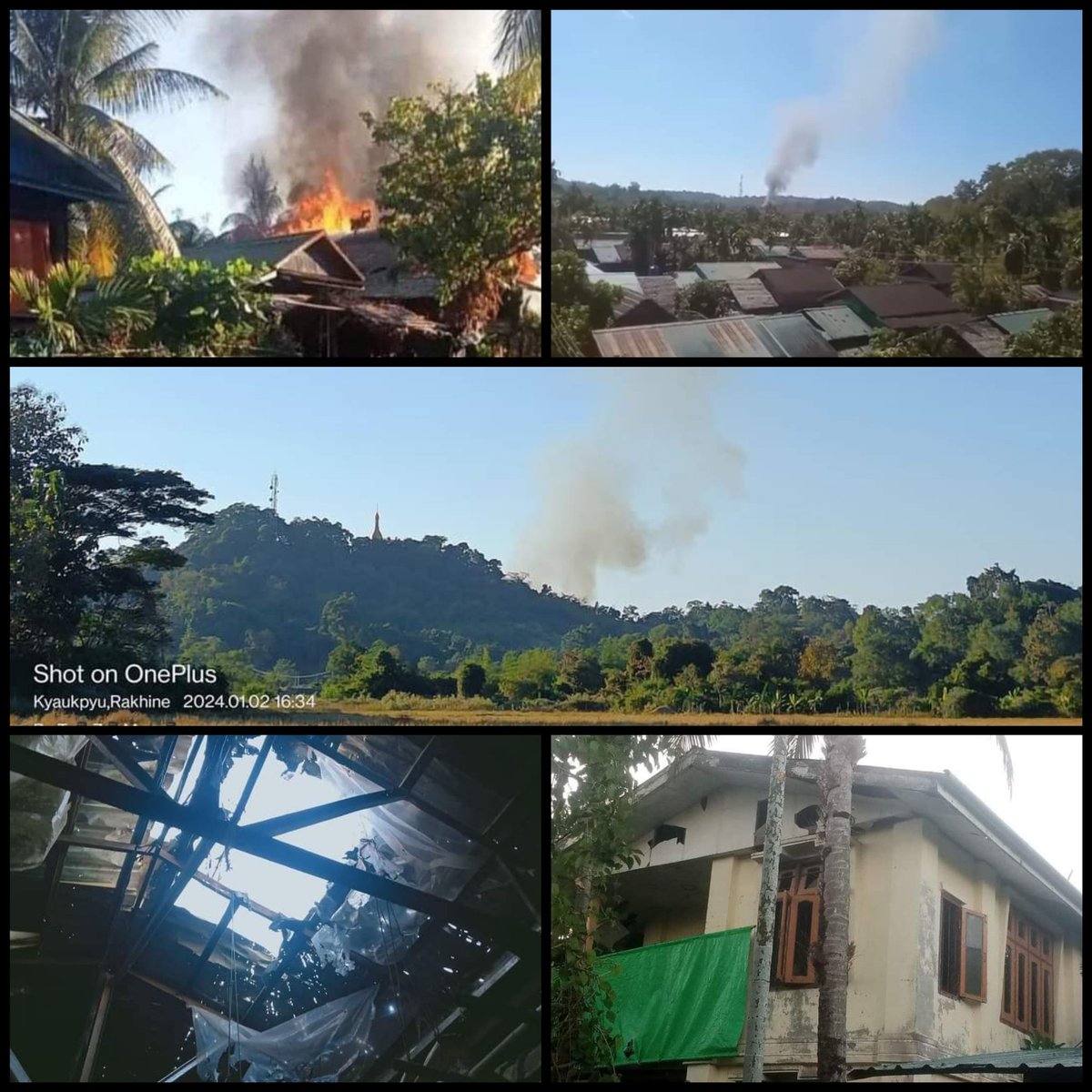 CDM_SayarAung's tweet photo. According to the 3BHA statement, without ongoing battles,terror junta army had attacked with launching bombardments and firing heavy artillery shells to the MinPya &amp; YanBye Towns on Jan2 houses, shops and a school in Rakhine State. KTt
#HelpMyanmarIDPs
#WhatsHappeningInMyanmar https://t.co/C79NxasBr7
