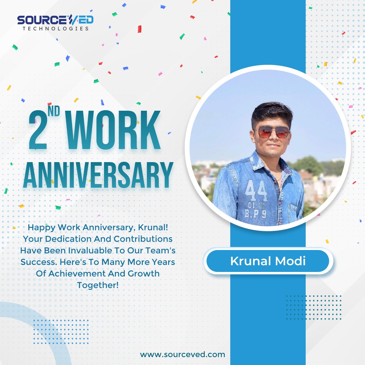 SourcevedReal's tweet photo. Happy 2nd Work Anniversary, Krunal Modi ππ Β
Your hard work and commitment continue to inspire us all. Here's to more milestones together!
#workanniversary #anniversary #achievement #milestone #sourceved #employeeanniversary #anniversarycelebration #success #hardwork https://t.co/xS8CVlzGRm