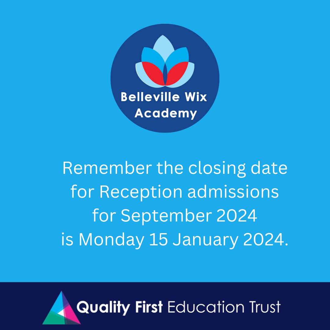 Happy New Year! A reminder that if you are applying for a Reception place for Sept 2024, applications must be received through Wandsworth Council by Mon 15 January 2024. bit.ly/3MOx8rm If you'd like a tour of the school, please complete this form: bit.ly/3S4Jccn