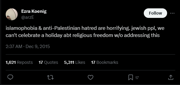 muwusic's tweet photo. what my favorite jew has to say about the anti-palestine hate by the jewish people (spoilers: good things) https://t.co/RClKOoKche