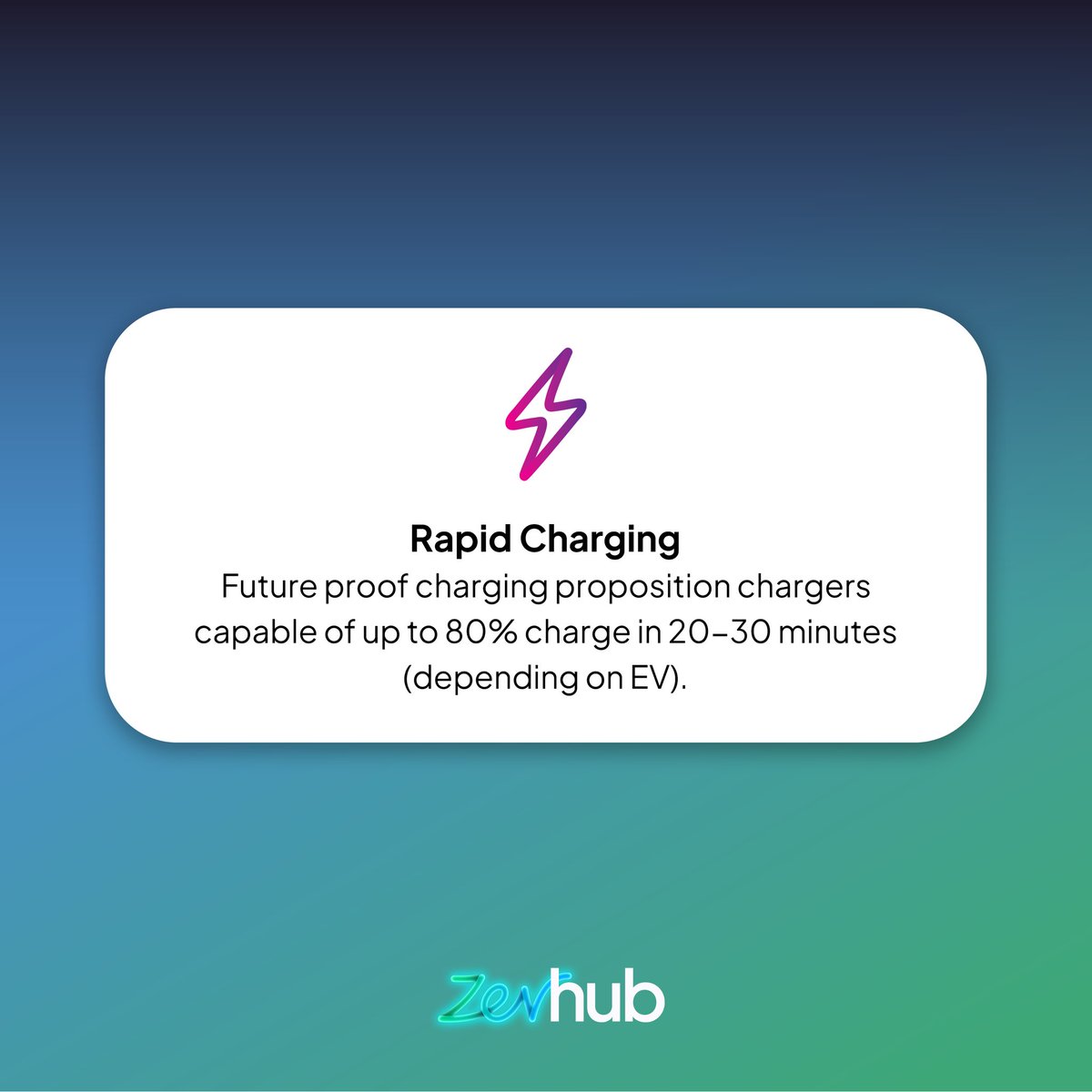 We’ve invested in the latest rapid charge technology so you can have a quick, reliable, simple to use experience.