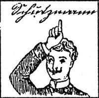 かつてドイツ語圏で使われていた手話には頭の上に人差し指を立てる所作があり、これはピッケルハウベの形状から「警察官」を意味していたという。