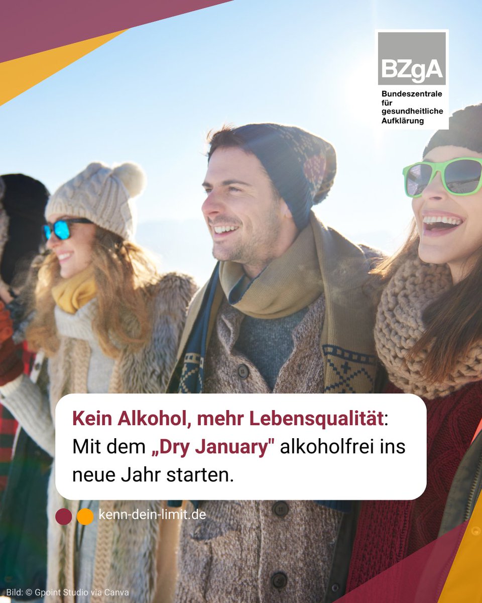 #DryJanuary: Einen Monat lang auf #Alkohol verzichten. Sind Sie dabei? #Alkoholfasten entlastet das Herz-Kreislauf-System, verbessert Fitness &amp; Leistungsfähigkeit, auch der Schlaf wird erholsamer. Jetzt mitmachen mit Tipps der #BZgA: kenn-dein-limit.de/alkoholverzich…