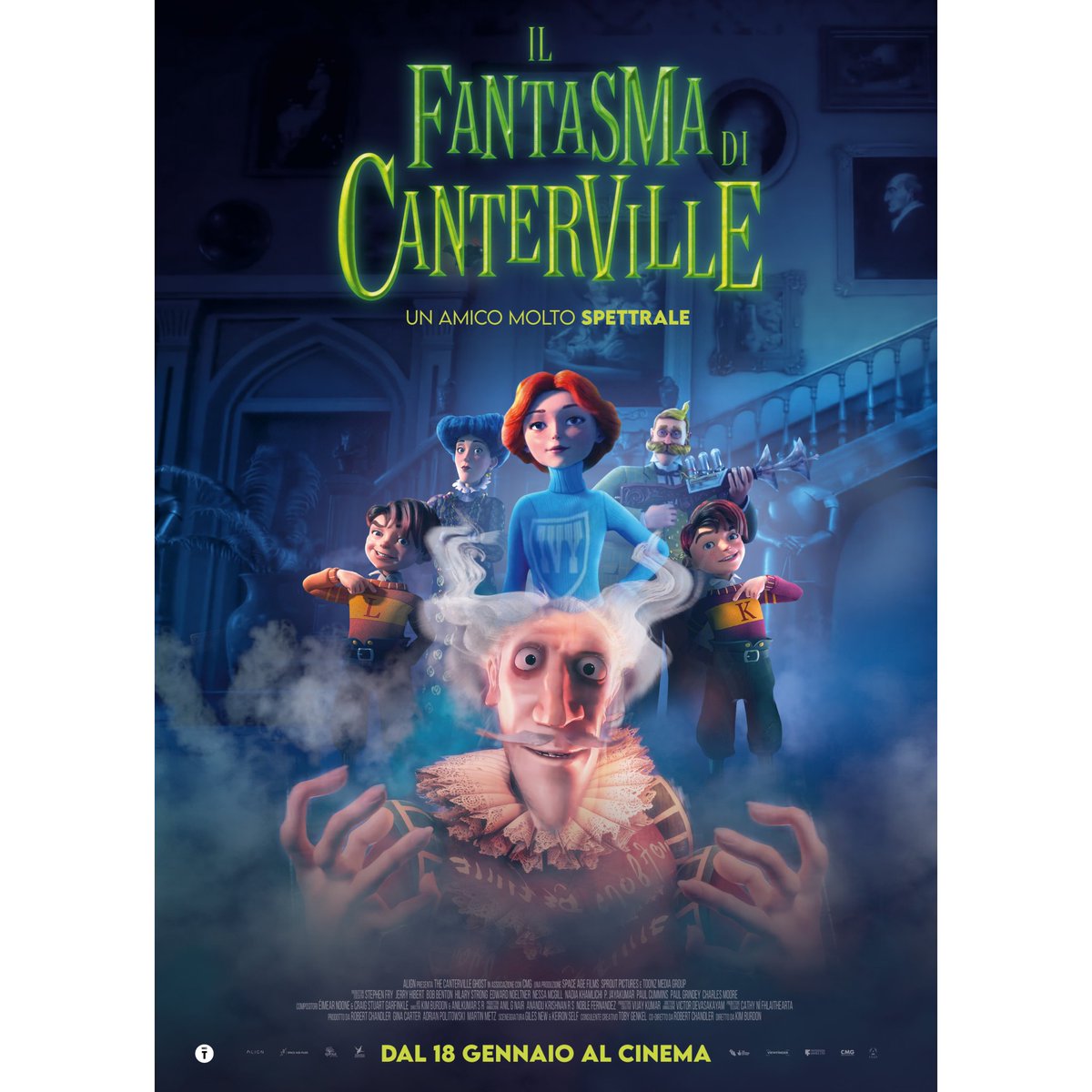 ✨ Pronti a scoprire i segreti di Canterville Chase? Preparatevi a vivere una fantasmagorica avventura con Virginia, Sir Simon e gli altri simpatici abitanti del castello! 
Ispirato al racconto di Oscar Wilde, dal 18 gennaio arriva al cinema #IlFantasmaDiCanterville 👻