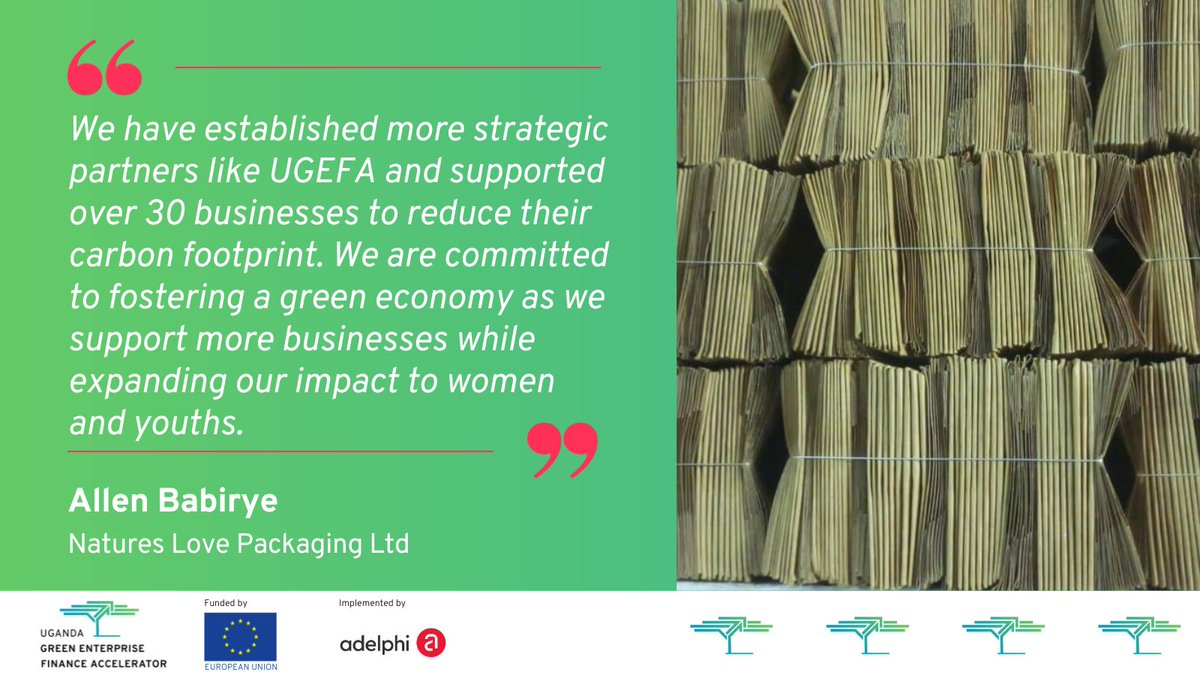 Happy New Year to all supporting an ecosystem for #green enterprise in #Uganda!✨ As we enter the year 2024, here is a 2023 highlight quote by Allen Babirye from Natures Love Packaging Ltd, which participated in the latest Catalyser cohort More here 👉 ugefa.eu/news/ugefa-yea…