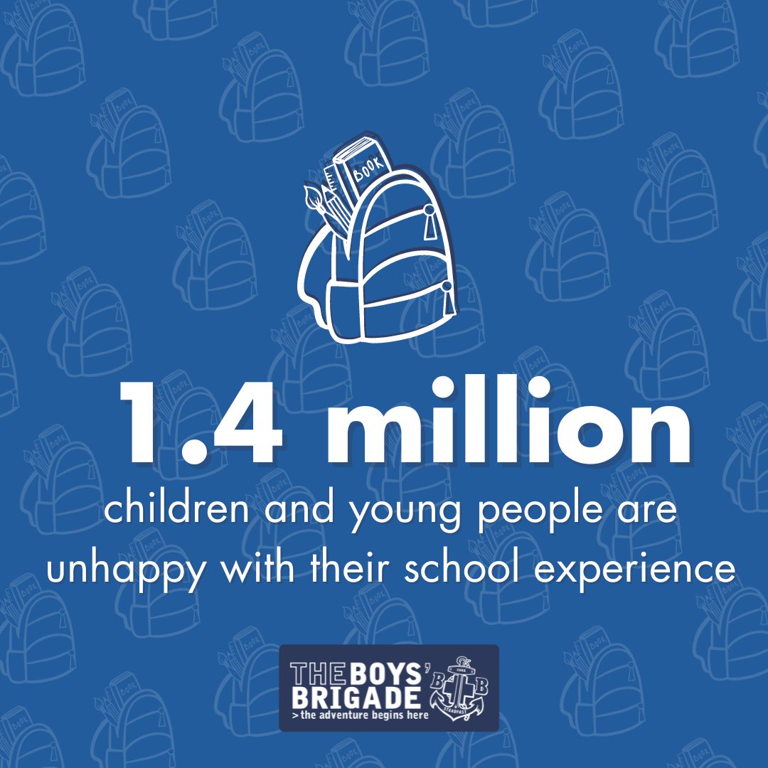 The Boys' Brigade (@theboysbrigade) on Twitter photo As young people return to education, our research with <a href="/Youthscape/">Youthscape</a> reveals 1 in 7 are unhappy with their school experience - that equates to 1.4 million! For this reason, it has never been more important for children & young people to have positive experiences outside of school. As young people return to education, our research with <a href="/Youthscape/">Youthscape</a> reveals 1 in 7 are unhappy with their school experience - that equates to 1.4 million! For this reason, it has never been more important for children & young people to have positive experiences outside of school.