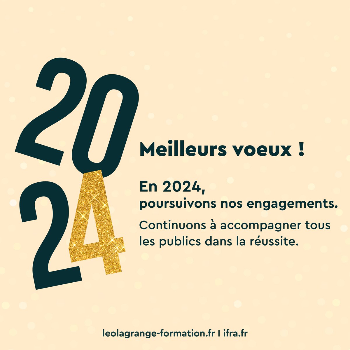 L'IFRA et ses équipes vous souhaitent une belle et heureuse année 2024 ! ✨

📆 Un projet de formation comme bonne résolution ? Nous vous donnons dès à présent rendez-vous le 16 janvier 2024 pour notre 1ère réunion d'information en ligne de l'année ! 🤗

➡️bit.ly/3L38X9j