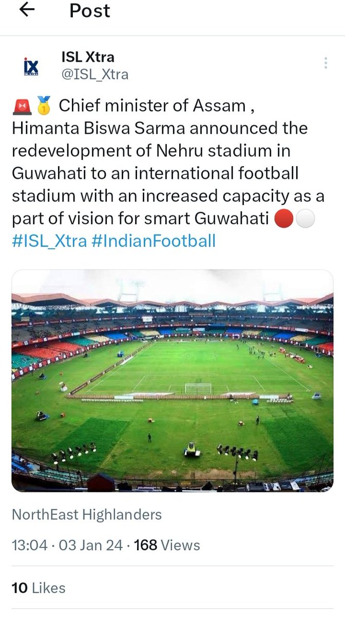 Requesting @ISL_Xtra plz TWEET with a correct picture 😊
The mentioned pic in your tweet is of  JLN Kochi Stadium ✅
It's not the JLN Guwahati Stadium ❌
Nothing against Guwahati or Kochi