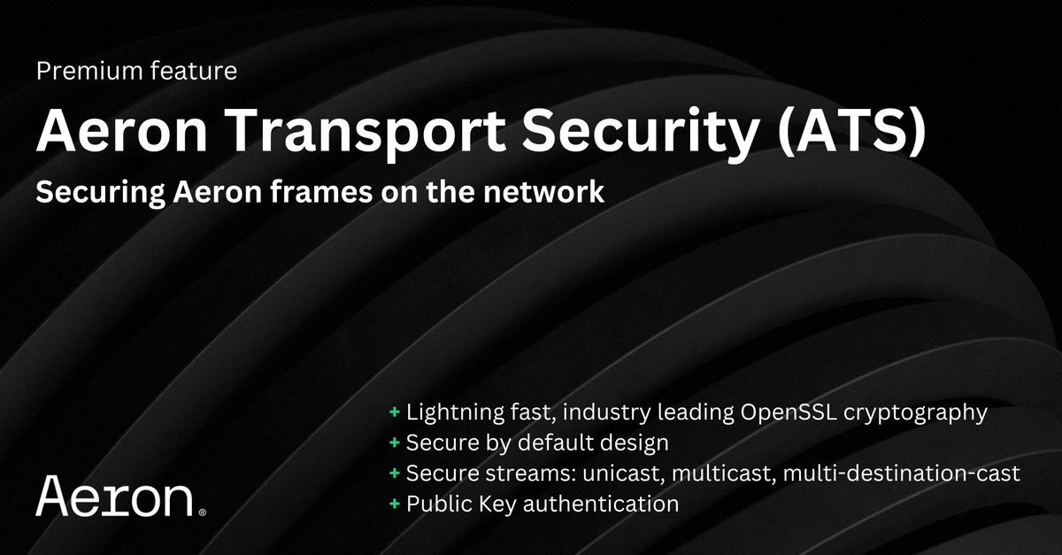 WeAreAdaptive's tweet image. #Aeron Transport Security (#ATS) is a premium feature that secures your data on the network.

🔒​ OpenSSL cryptography
🔑​ Public key authentication
🌐​ Secures unicast, multicast and multi-destination-cast streams

Learn more here &amp;gt;&amp;gt; eu1.hubs.ly/H06NQvj0

#OpenSSL #Adaptive