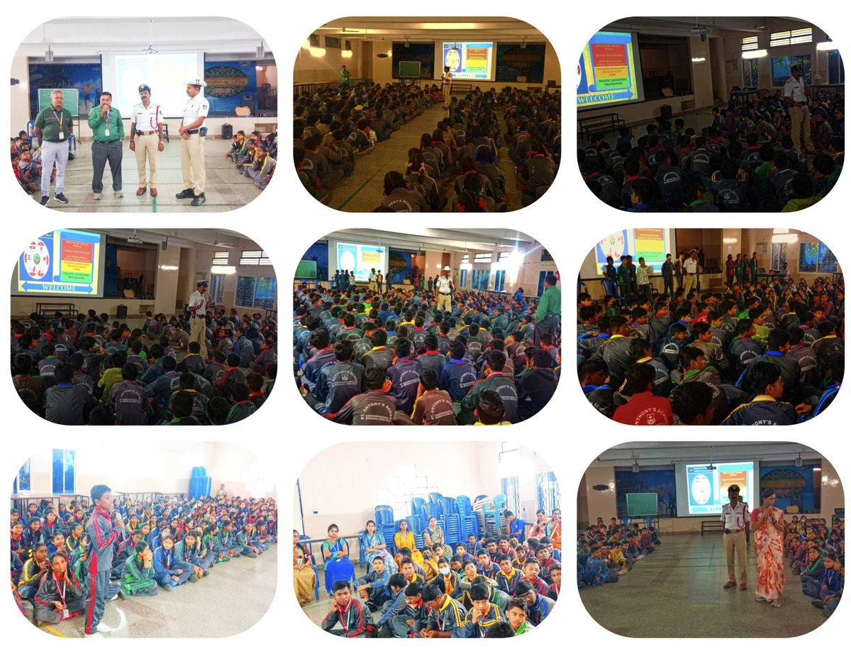 @Jointcptraffic @CPBlr @DCPTrWestBCP @acpwesttrf @blrcitytraffic @BlrCityPolice #RoadSafety 'Traffic Awareness' programme for students of St. Anthony's Church School, Gangondanahalli. School students were made aware about pedestrian safety and Road safety.