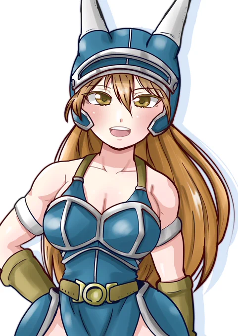 今月のお題「辰年、ドラゴン」からアニメ版ドラゴンクエストのディジィ描きました( ੭˙ᗜ˙)੭ドラゴンを模した鎧に身を包んだ女戦士!#レトロコンシューマー愛好会イラスト部#イラスト 