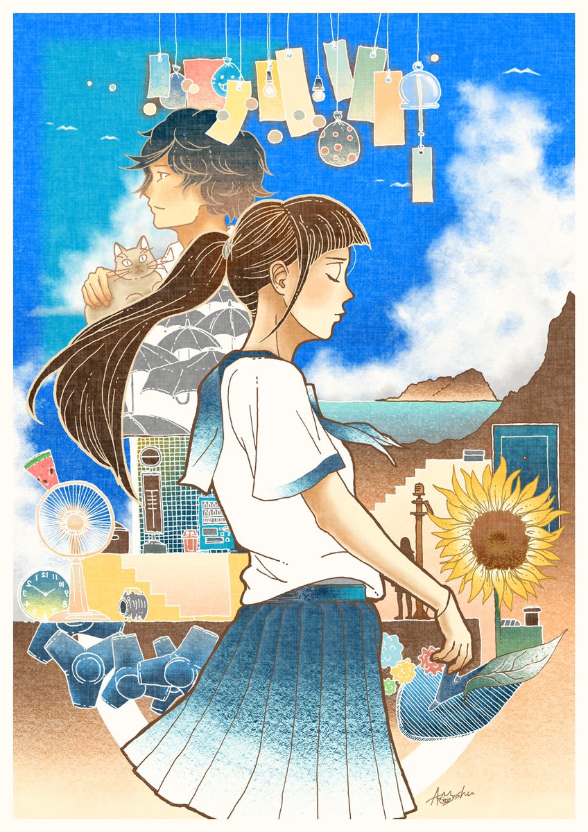 「【お仕事募集中】詩を書いて絵を描く絵描きです。世界に寄り添って要素を詰め込む絵を」|Aoshu＊4/7-文房堂アワード展示のイラスト