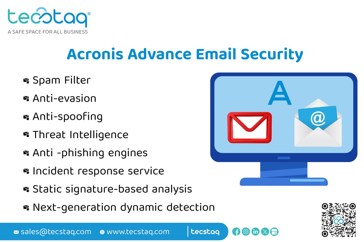 tecstaq's tweet photo. Acronis Advanced Email Security: Your Shield Against Cyber Threats in Every Inbox.
#AcronisEmailSecurity #AdvanceProtection #CyberSecurityShield #EmailDefensePro #SecureInbox #ThreatGuardian #DataProtectionSuite #EmailGuardian #TecStaq #GreenAims https://t.co/atNc2P3whn