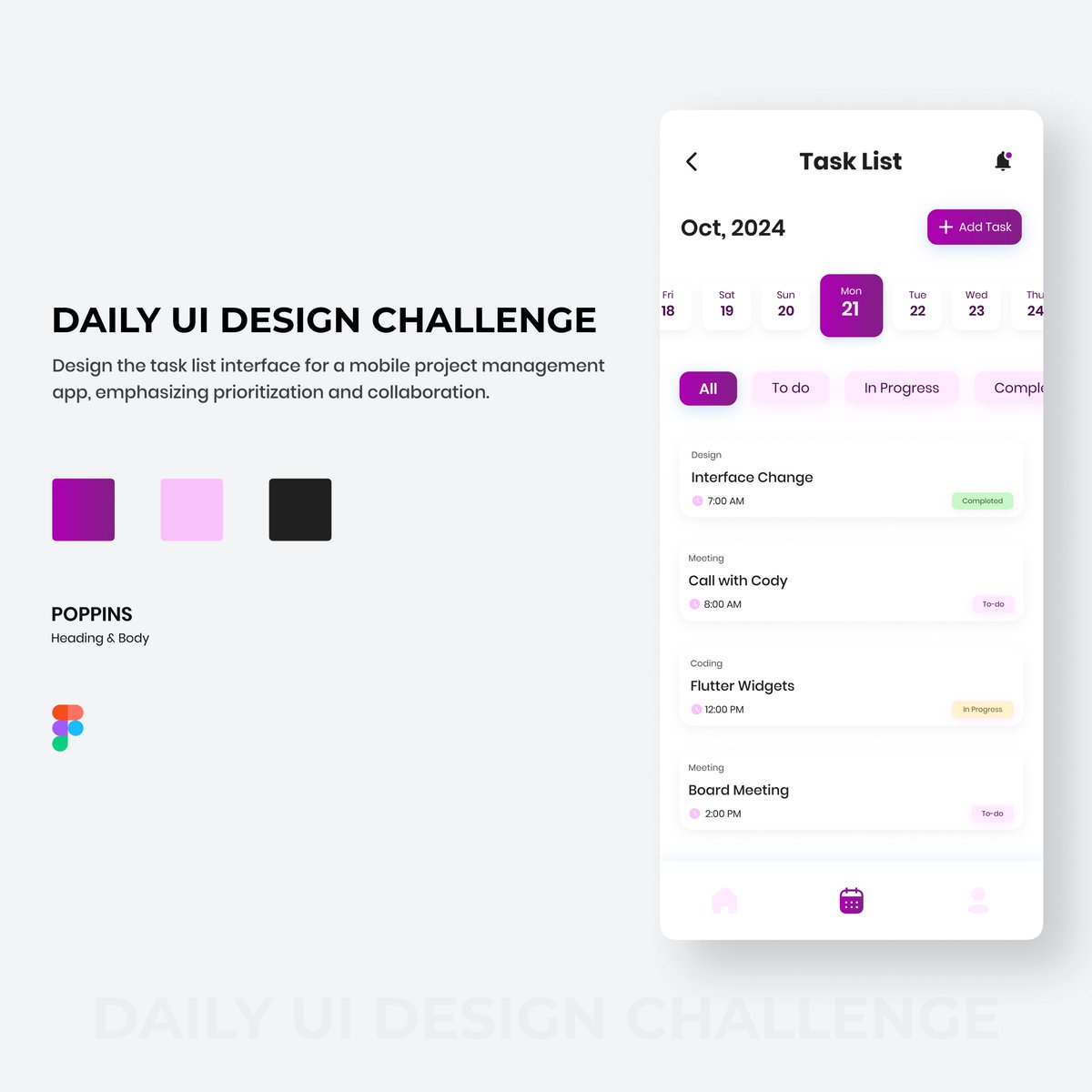 deyemidoyen's tweet image. Daily UI Design Challenge - today’s task was to design a task list interface for a mobile project management app.

Kindly share your feedback in the comments section 🙏🏾

#onboardingdesign #uidesign #uidesigner #uiux #uidailychallenge #projectmanagement #tasklist