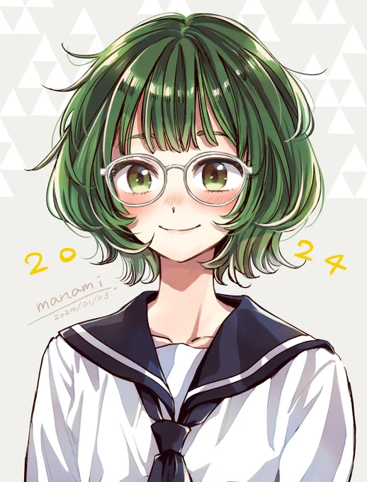 辰年なので辰っぽい女の子描こうとしたけど上手く描けなくて、諦めて普通の女の子になりました。髪が緑色なのがその名残です。今年もよろしくお願いします #らくがき 