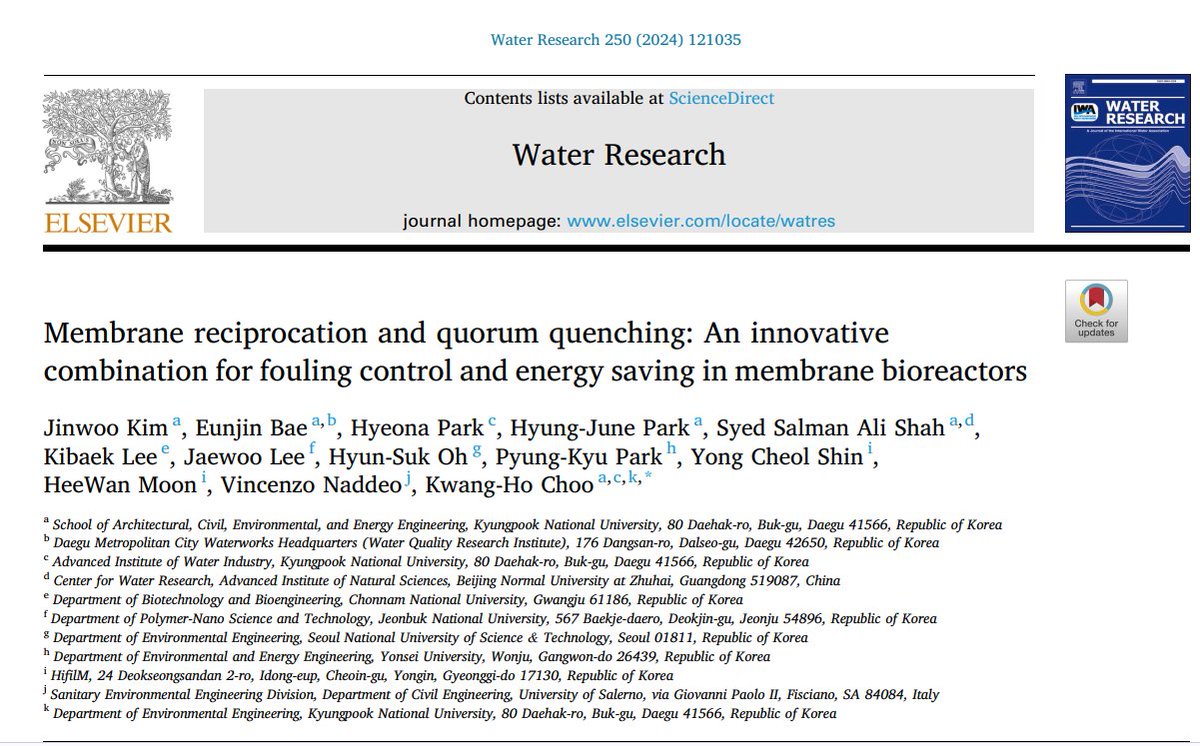 Syed Salman Ali Shah (@salmankakakhell) on Twitter photo Pleased to share our latest work in <a href="/WaterRes_J/">Water Research</a> on the development of a hybrid bio-mechanical strategy for biofouling control and energy savings in MBRs.
Link: lnkd.in/ebxm5jqA Pleased to share our latest work in <a href="/WaterRes_J/">Water Research</a> on the development of a hybrid bio-mechanical strategy for biofouling control and energy savings in MBRs.
Link: lnkd.in/ebxm5jqA