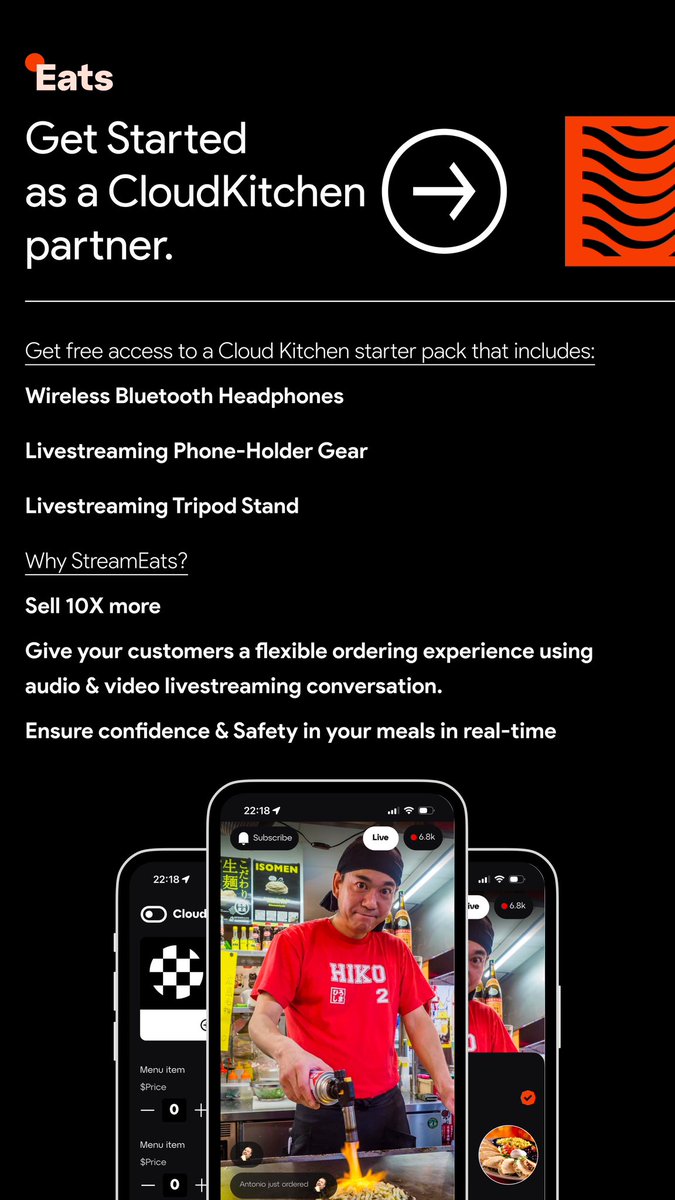 streameats's tweet photo. Restaurants or Cloud-Kitchens in London can head straight to https://t.co/iczrplIUbb to join our partnership waitlist and grab a free gift kit to support your business. https://t.co/kyA16PE53J