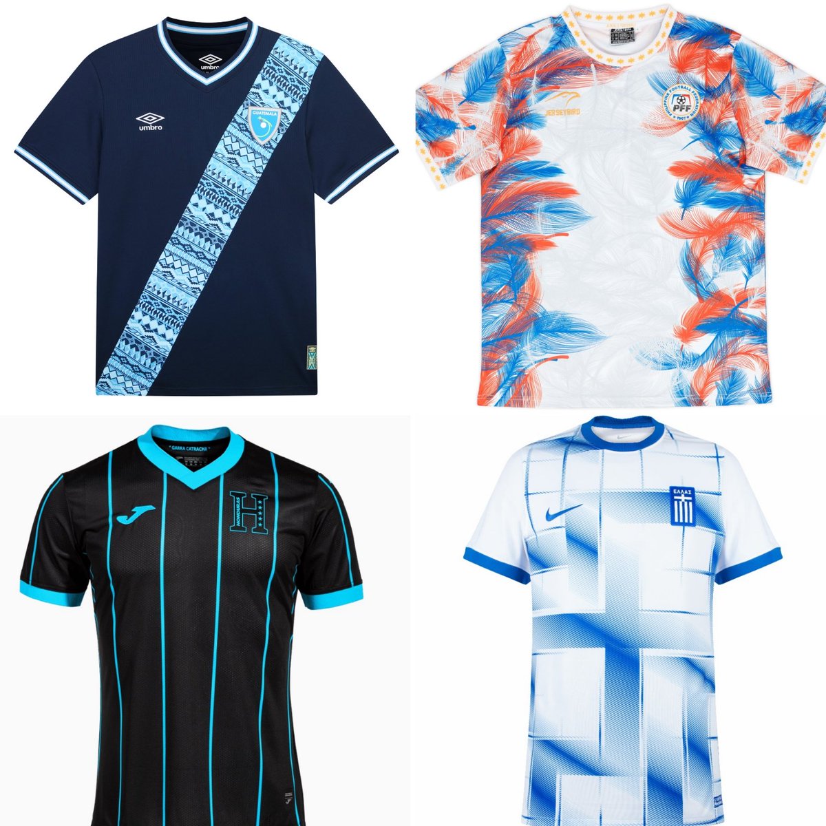 Vote for your National Shirt of the Year. Group W features Guatemala, Philippines, Honduras and Greece. Poll in the responses. Please RT. #NSOTY2023
