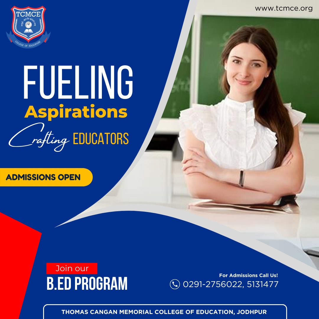 tcmcejodhpur's tweet photo. Embark on a rewarding journey with our Teacher Training Course (B.Ed.) at TCMCE!
For inquiries, call 0291-2756022, 5131477
Visit our website:ย https://t.co/5FR5Zkz8p1
#TeacherTraining #EducationPathway #BEdProgram #TeachingExcellence #EducationJourney #TCMCEducation #TCMCE https://t.co/qgVoSnu7tu